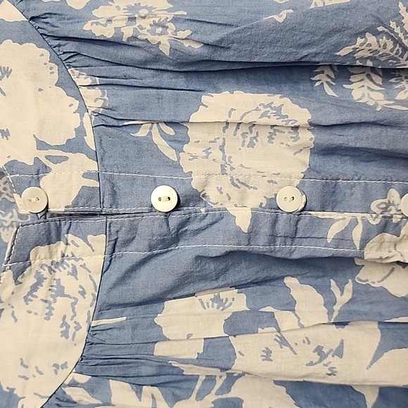 House Of Lacuna Womens Blue Floral Tuscany Boho Romantic Feminine Top Sz M/L - Picture 2 of 13